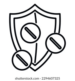 Pill secured icon outline vector. Bacteria drug. Virus resistant