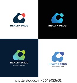 Pill shape logo with an alphabet A, suitable for pharmacy logo