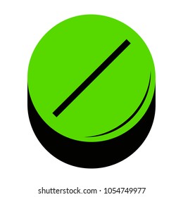 Pill sign illustration. Vector. Green 3d icon with black side on white background. Isolated.