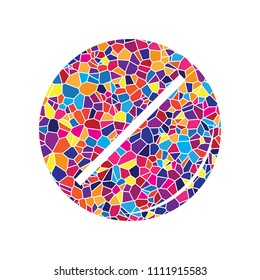 Pill sign illustration. Vector. Stained glass icon on white background. Colorful polygons. Isolated.