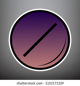 Pill sign illustration. Vector. Violet gradient icon with black and white linear edges at gray background.