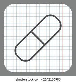 Pill simple icon vector. Flat desing. On graph paper. Grey background.ai