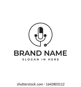 pill and stethoscope vector logo illustration design