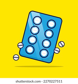 Pill strip vector icon illustration. Healthcare medicine icon concept isolated. Flat design