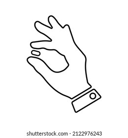 Pill, tab, hand line icon. Outline vector.
