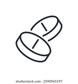 Pill tablet editable stroke outline icon isolated on white background flat vector illustration. Pixel perfect. 64 x 64.