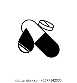 Píldora y tableta Vector plano de la ilustración del logotipo del icono aislado, conveniente para el Diseño web, logotipo, App y más
