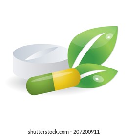 Pill, tablet and herbals.EPS 10 vector file. 