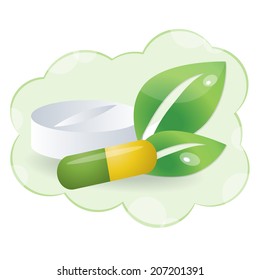 Pill, tablet and herbals.EPS 10 vector file.