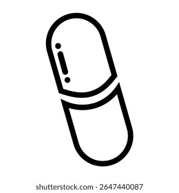 Ícone de linha de pílula e tablet em preto e branco, conceito de indústria farmacêutica e de medicamentos, ícone de design de tratamento de medicamentos