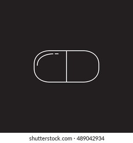 pill and tablet line icon, outline drugs vector logo illustration, linear pictogram isolated on black