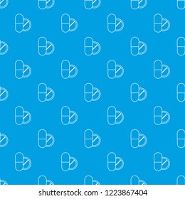 Pill and tablet pattern vector seamless blue repeat for any use