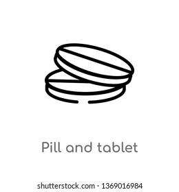 pill and tablet vector line icon. Simple element illustration. pill and tablet outline icon from gym and fitness concept. Can be used for web and mobile