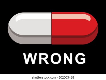 pill or tablet, white and red half 