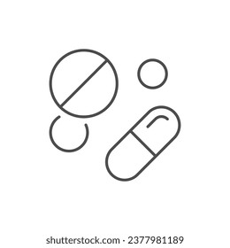 Pill and tablets line icon