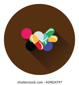 Pill and tabs icon. Flat color design. Vector illustration.
