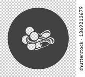 Pill and tabs icon. Subtract stencil design on tranparency grid. Vector illustration.