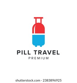 pill travel logo vector icon illustration