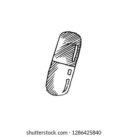 pill vector doodle sketch isolated on white background
