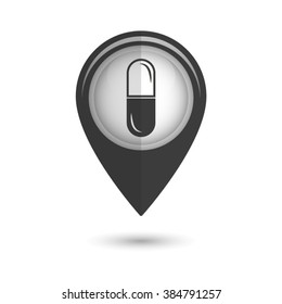 pill - vector icon;  black map pointer