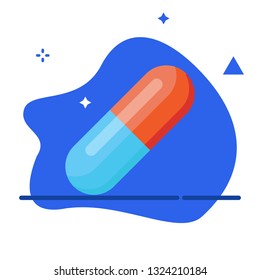 Pill vector icon in flat design. Medicine concept. Pill vector illustration