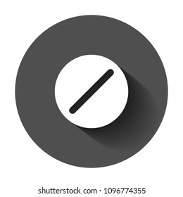 Pill vector icon in flat style. Tablet illustration with long shadow. Capsule medical concept.