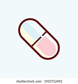 Pille Vektorsymbol Illustration. Flaches Design Medizin und Gesundheitskonzept. Modernes Infografik-Logo und Piktogramm. Pastellfarben-Thema.
