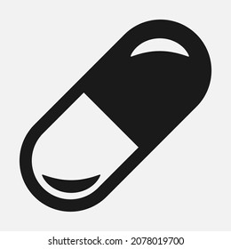 Pill vector icon isolated on white background. Tablet capsule sign.