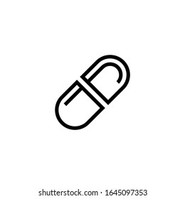 Pill vector icon in linear, outline style isolated on white background