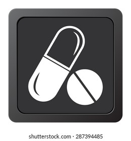 pill - vector icon on a grey button