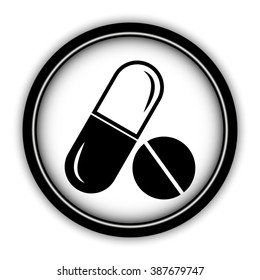 pill - vector icon; round  button with shadow