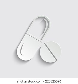 pill - vector icon with shadow on a grey background