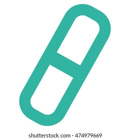 Pill vector icon. Style is contour flat icon symbol, cyan color, white background.