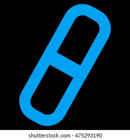 Pill vector icon. Style is outline flat icon symbol, blue color, black background.