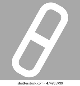 Pill vector icon. Style is stroke flat icon symbol, white color, silver background.