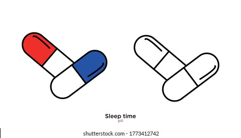 Pill vector illustration lineal color and filled design