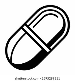 Pill vector line art on white background
