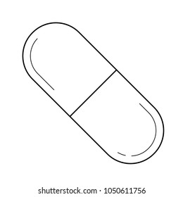Icono de la línea vectorial de la píldora aislado en fondo blanco. Concepto farmacéutico. Icono de línea de píldora para infografía, sitio web o aplicación. Icono diseñado en un sistema de cuadrícula.