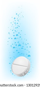 Pill in water. Illustration on white background for creative design