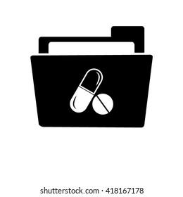 pill - white vector icon ; black folder