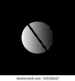 pill - white vector icon;  halftone illustration