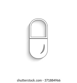 Pill - white vector icon  with shadow