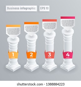 Pillar 4 Column Infographic. Isometric Of Pillar 4 Column Vector Infographic For Web Design