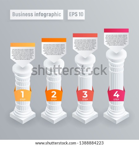 Pillar 4 column infographic. Isometric of pillar 4 column vector infographic for web design