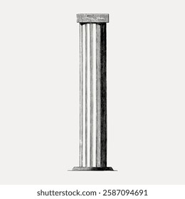 Pillar ancient illustration architecture design, isolated on white, vector.