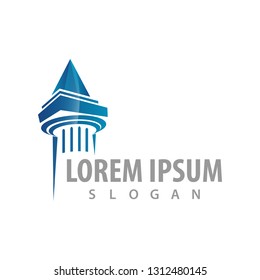 Pillar blue logo concept design. Symbol graphic template element 