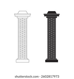 pillar brick icon set isolated on white background
