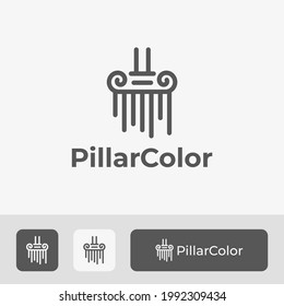 Pillar and Brush Logo Combination With Line Art Style