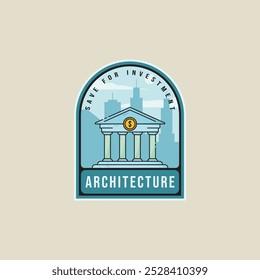 Construcción del pilar para la línea del logotipo del emblema del banco Color Ilustración vectorial Plantilla Icono Diseño gráfico