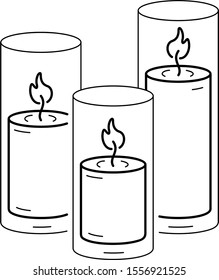 Pillar candles. Vector outline icon.